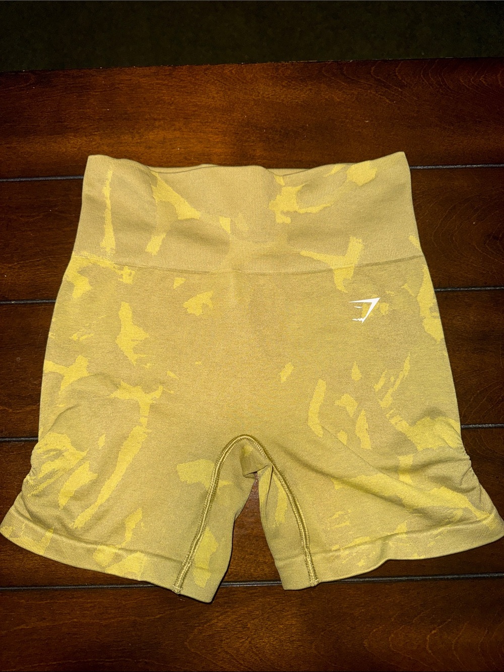 Gymshark Yellow/Green Camo High-Waist Bike Shorts